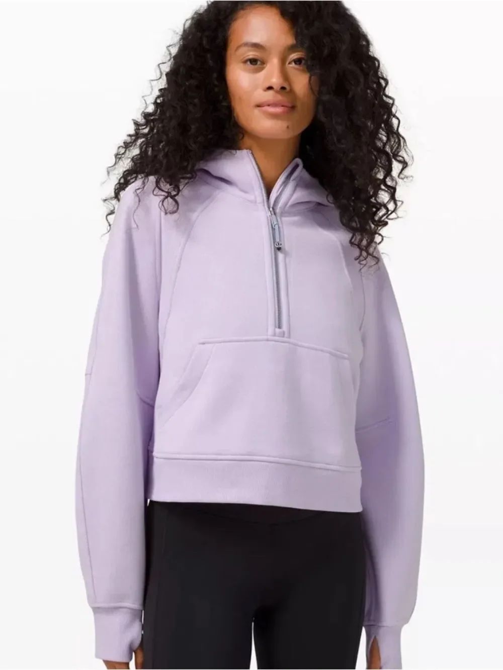 Lululemon Scuba Oversized 1/2 Zip Crop Hoodie Lavendar Dew Womens XS/S